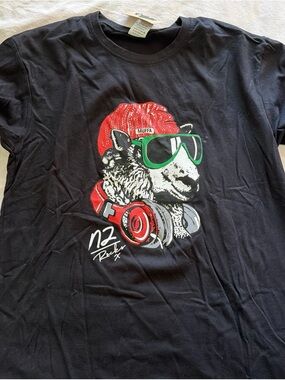 Graphic Sheep Tee - Black with Red & Green Accents
